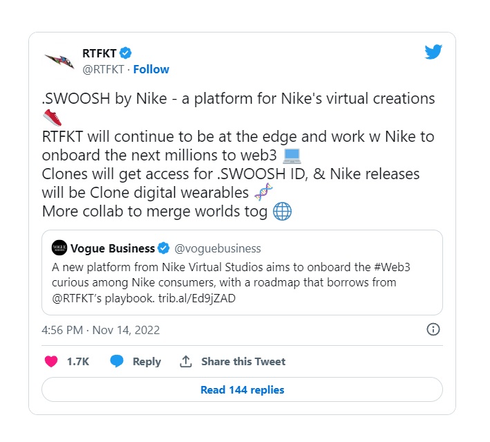 Nike разрабатывает свою Web3-платформу
