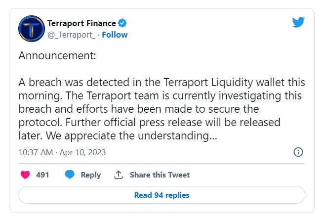 Протокол Terraport Finance взломали практически сразу после запуска
